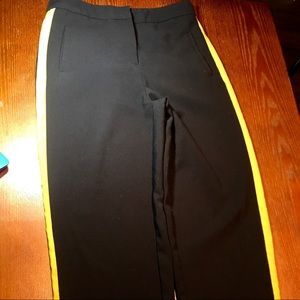 Forever 21 black pants with yellow side stripe